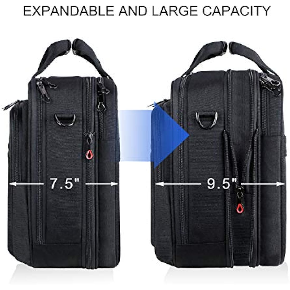 KROSER Laptop Bag Premium Laptop Briefcase Fits Up to 17.3 Inch Laptop Expandable Water-Repellent Shoulder Messenger Bag Computer Bag for Travel/Business/School/Men/Women-Black