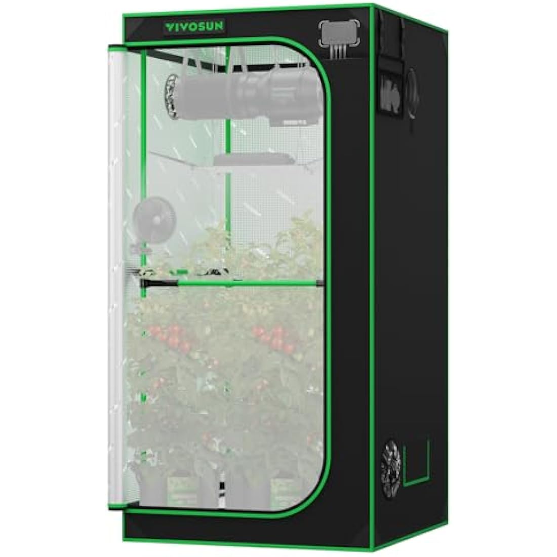 VIVOSUN PRO Grow Tent 90 x 90 x 180 cm Grow Tent with Thick 22 mm Poles, Oxford Fabric with Highly Reflective Mylar Extra Hanging Poles & High CFM Kit for Hydroponics P336 for AeroLight A200SE