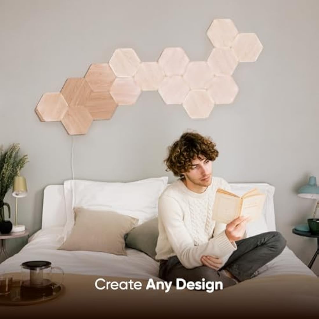 Nanoleaf Elements Hexagon Expansion Pack, 3 Additional Wood Look Light Panels - Dimmable & Modular Smart LED Wi-Fi Wall Mood Lights, Works with Alexa Google Assistant Apple Homekit, for Room Decor