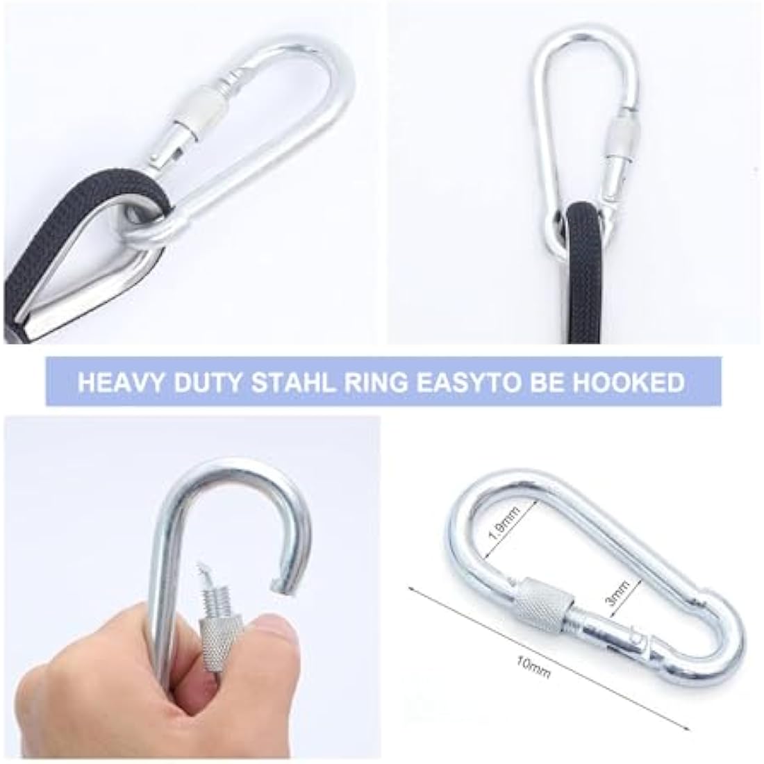 Gangying Climbing Rope 8mm Outdoor Static Rock Climbing Rope 30m High Strength Cord Safety Rope Braid Nylon Rope Escape Rope Fire Rescue Parachute Rope with 2 Carabiner