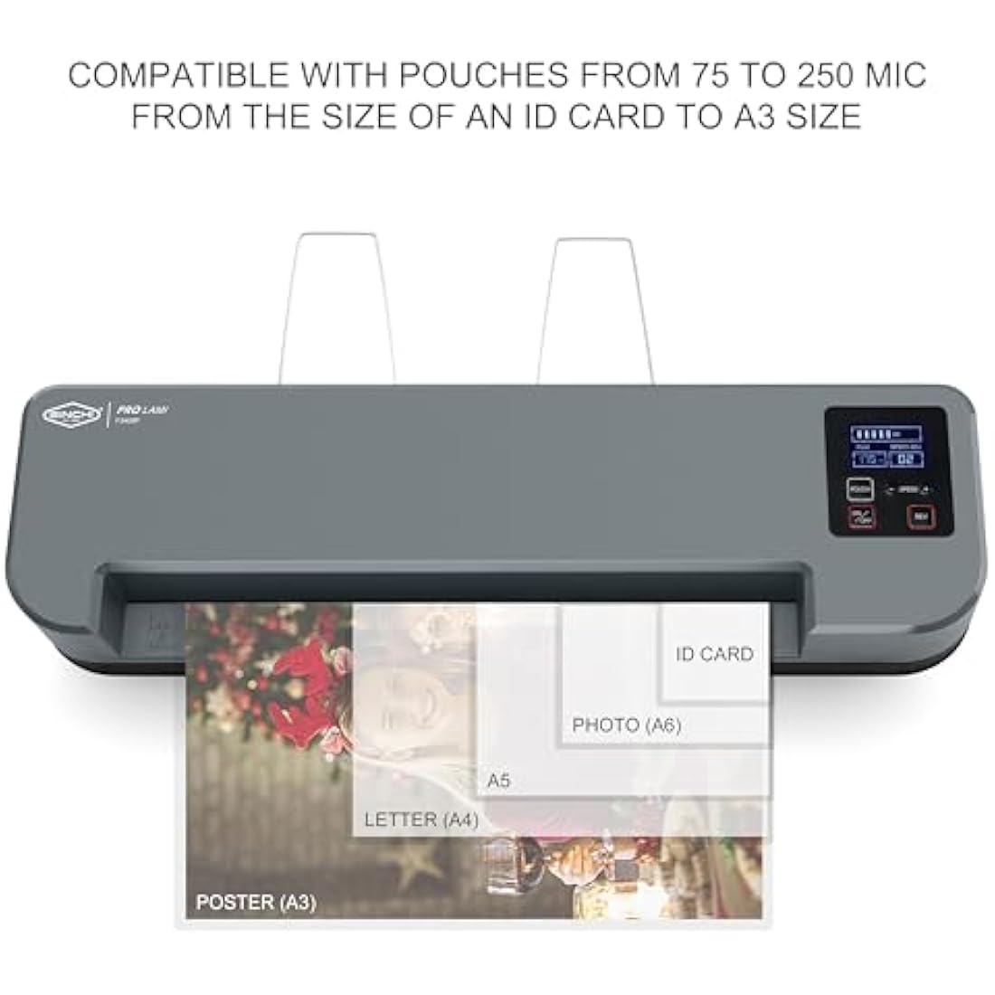 SINCHI A3 Thermal Laminator & Foil Applicator | 4-Roller, LCD Display, 55s Warm-Up, Max. 1100 mm/min | 75–250 Micron, ID to A3 Poster | Micro-Adjust | Commercial-Grade for Office, School, Crafts
