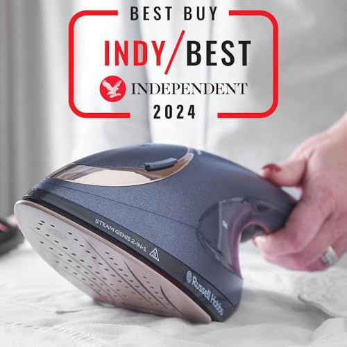 Russell Hobbs Handheld Clothes Steamer [1700W, 15g/min steam] Steam Genie(2in1: steamer & steam iron, Antibacterial, Ideal for travel, 3 accessories: