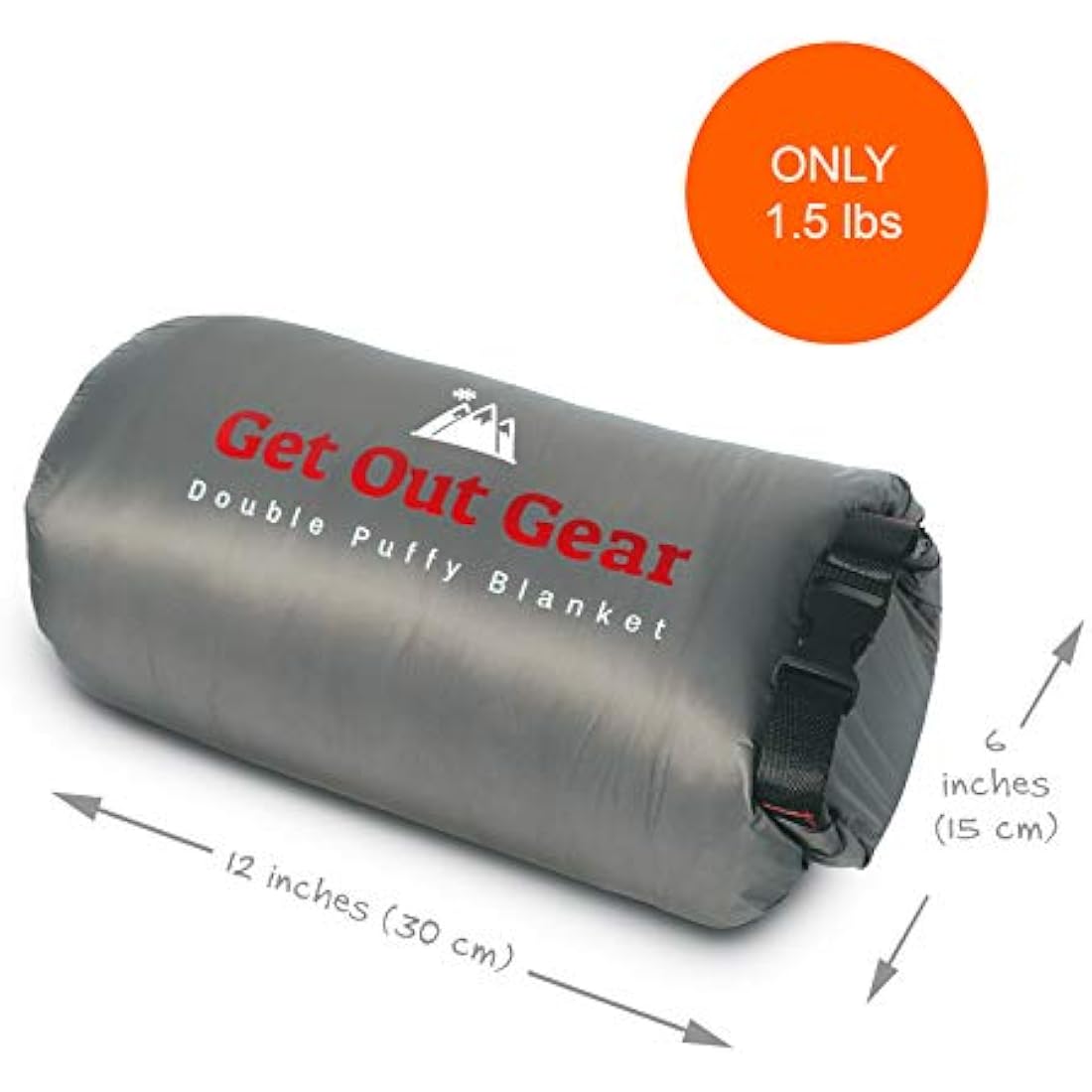 Get Out Gear Double Puffy Camping Blanket - Extra Puffy, Packable, Lightweight and Warm | Ideal for Outdoors, Travel, Stadium, Festivals, Beach, Hammock | Water-Resistant Camp Quilt (Gray/Burgundy)
