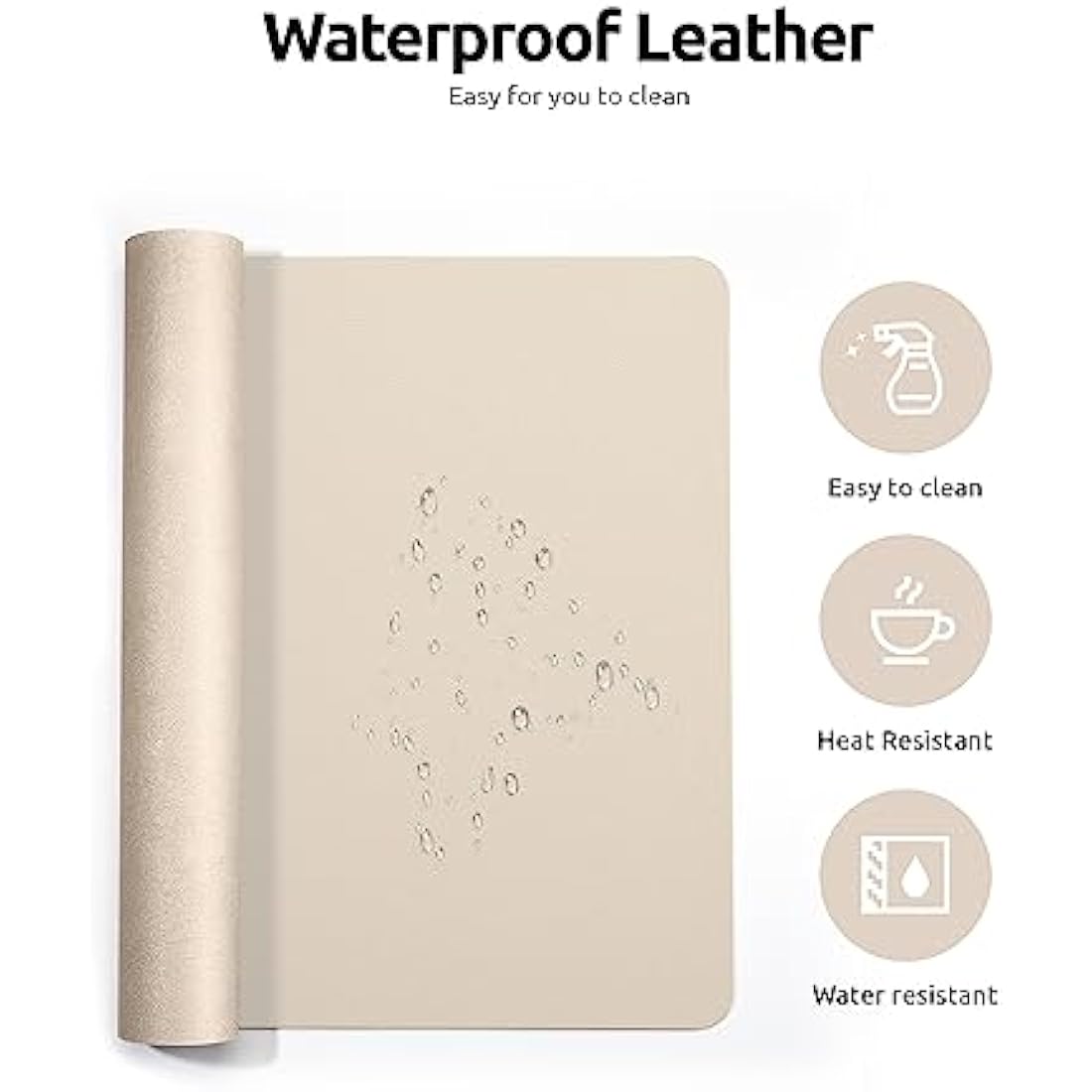YSAGi Leather Desk Mat, Large Mouse Mat, Non-Slip Desk Pad, Waterproof PU Leather Table Protector Writing Pad for Office and Home (90 x 43 cm, Beige)
