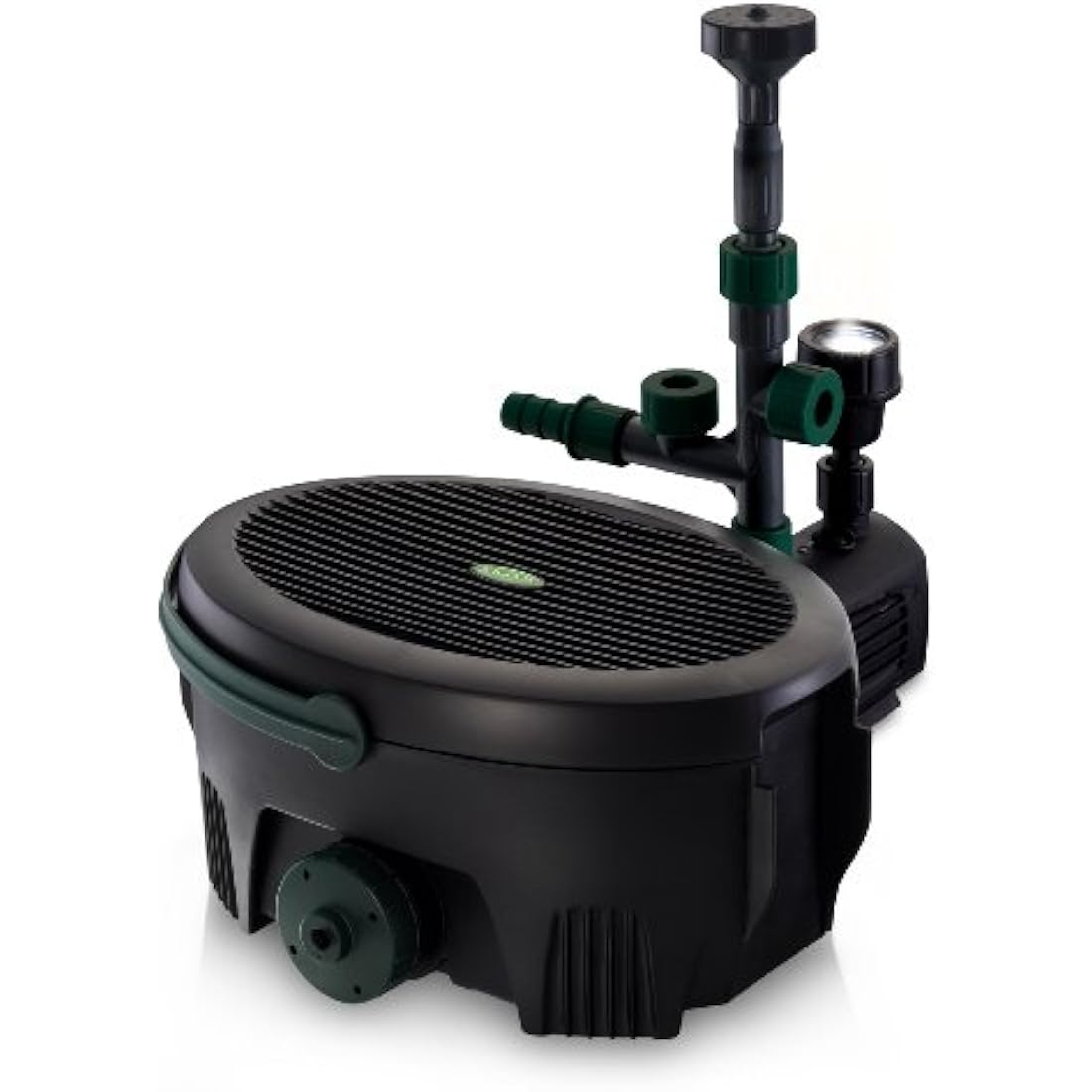 Blagdon Inpond 5-in-1 6000 Easy Care Clean Pond Solution, 26.5w Pond Pump & Filter with UV Clarifier for Algae Control and Clear Water, LED Light, 3 Fountain Heads, for Ponds Up to 6,000L, Black