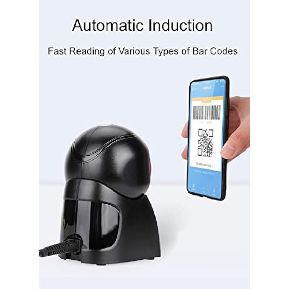 LENVII Desktop Barcode Scanner 2D Handsfree Barcode Reader QR Code Scanner Automatic Bar Code Scanners use for Warehouse, Supermarket, Retail Store, Bookstore POS System