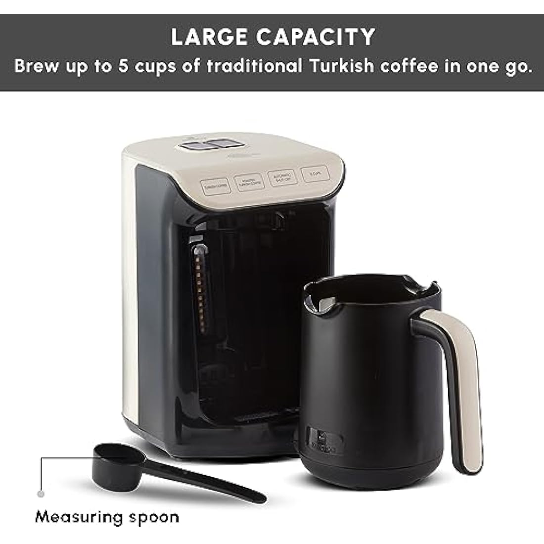 KARACA Hatır Köz Turkish Coffee Machine for 5 People, 535W, Fully Automatic, Simple & Traditional Turkish Coffee Maker, Cream