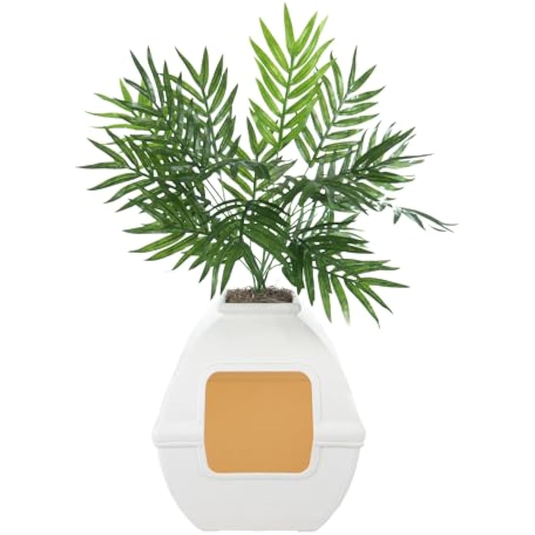 Good Pet Stuff, The Courtyard Hidden Litter Box, Artificial Plants & Enclosed Square Cat Planter Litter Box, Vented & Odor Filter, Easy to Clean, White Birch