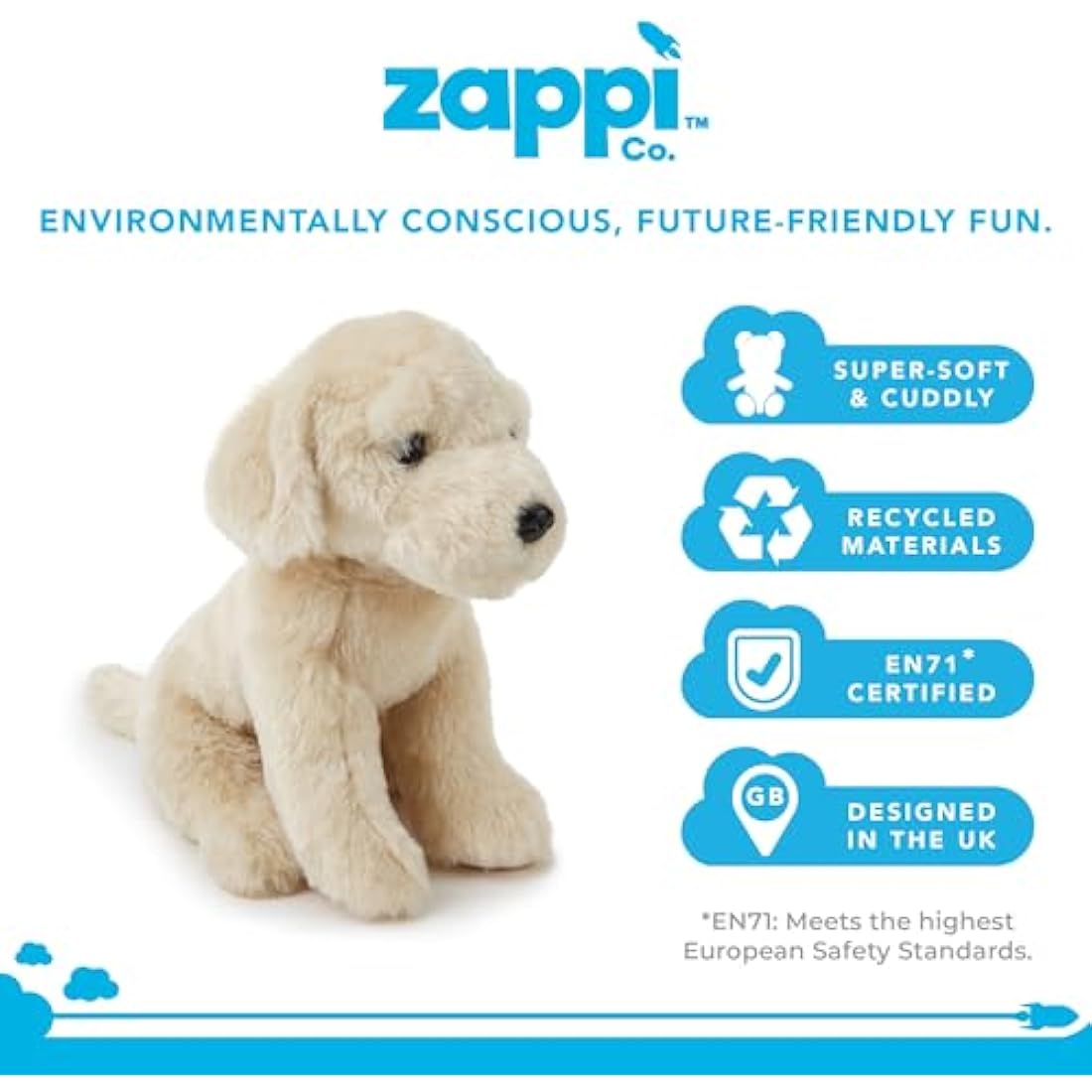 Zappi Co Labrador Plush Toy (25cm) - Friendly, Huggable Dog, Eco-Friendly, Ideal for Young Canine Fans, Recycled