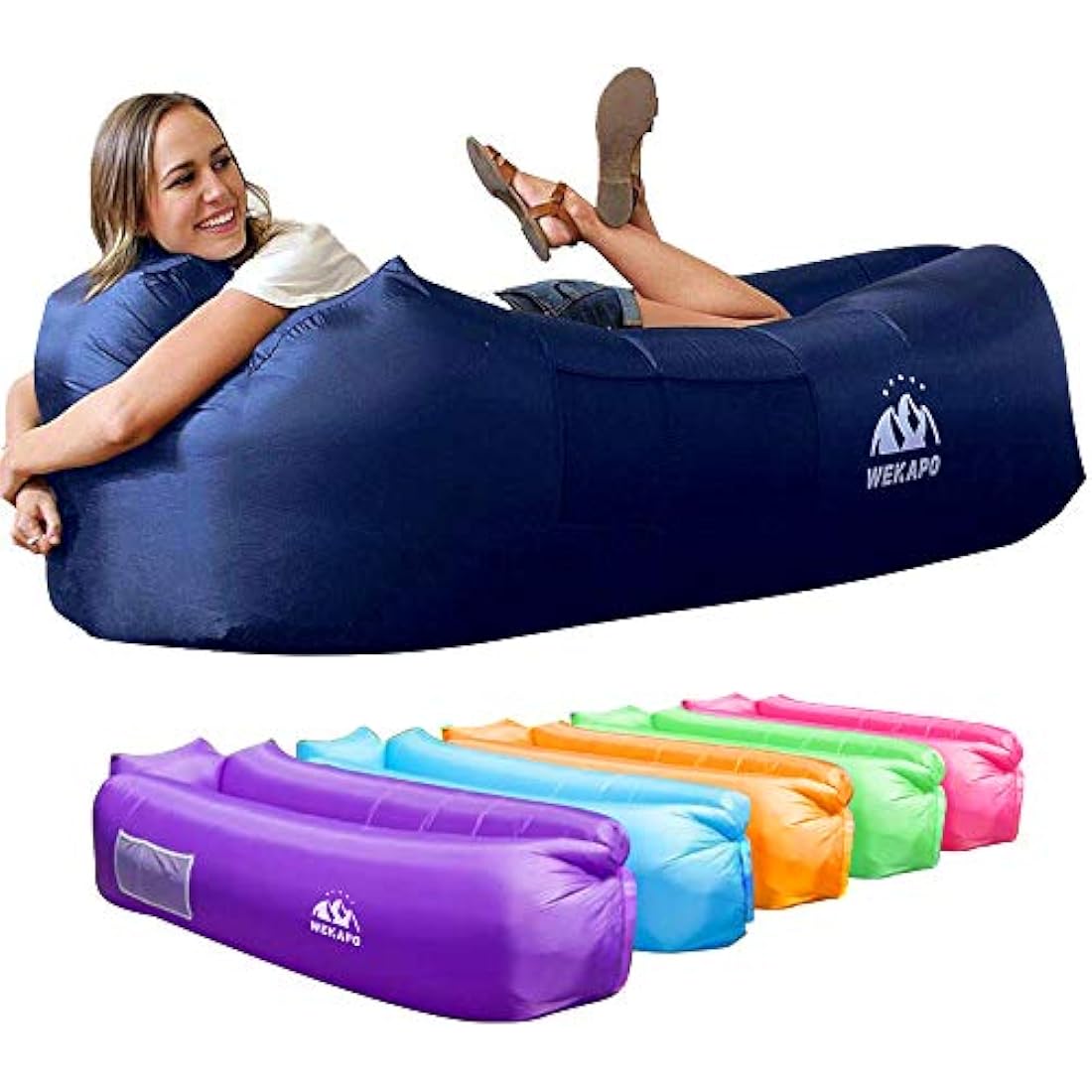 WEKAPO Inflatable Couch Air Lounger Chair - Camping & Beach Accessories, Portable Blow up Sofa for Hiking, Lawn, Indoor/Outdoor Movies & Music Festivals. Lightweight and Easy to Set Up Air Hammock