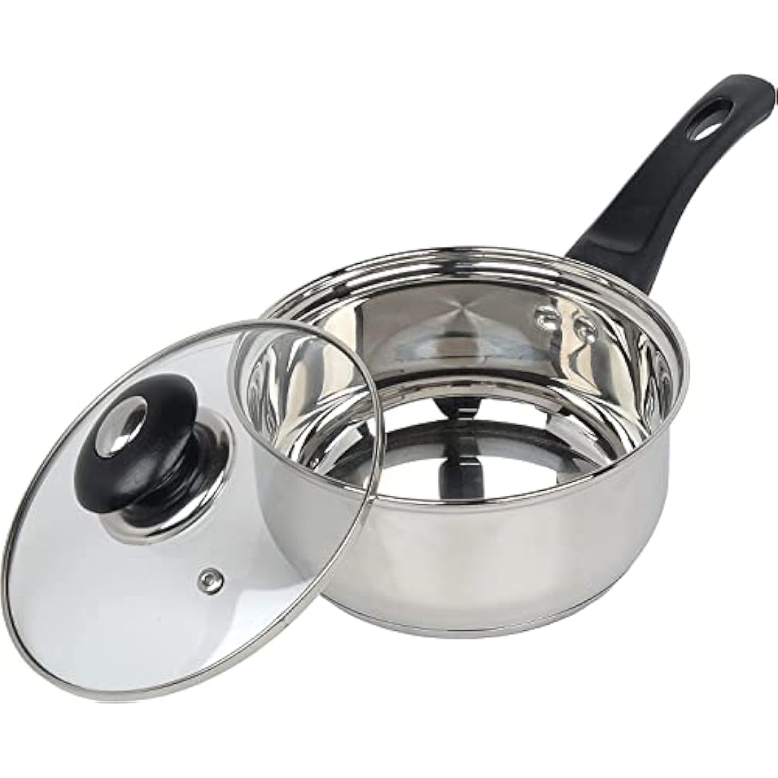 Supreme Vision SS2501 3pc Stainless Sauce pan Set with Glass Lids, Stainlees Steel, 41 x 27 x 5.5 cm