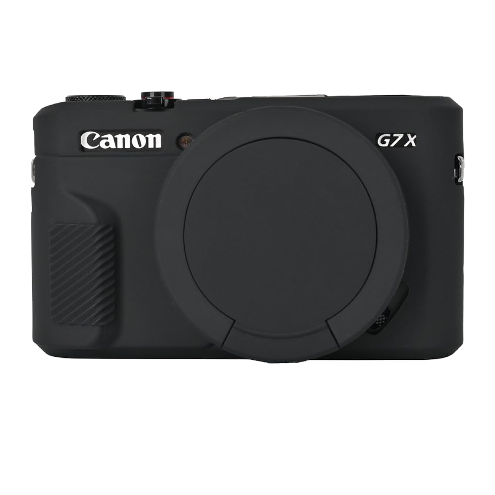 G7X2 Case, Camera Case for Canon G7 X Mark II, Soft Silicone Protective Cover with Removable Lens Cover for Powershot G7X Mark II DSLR Camera,Black