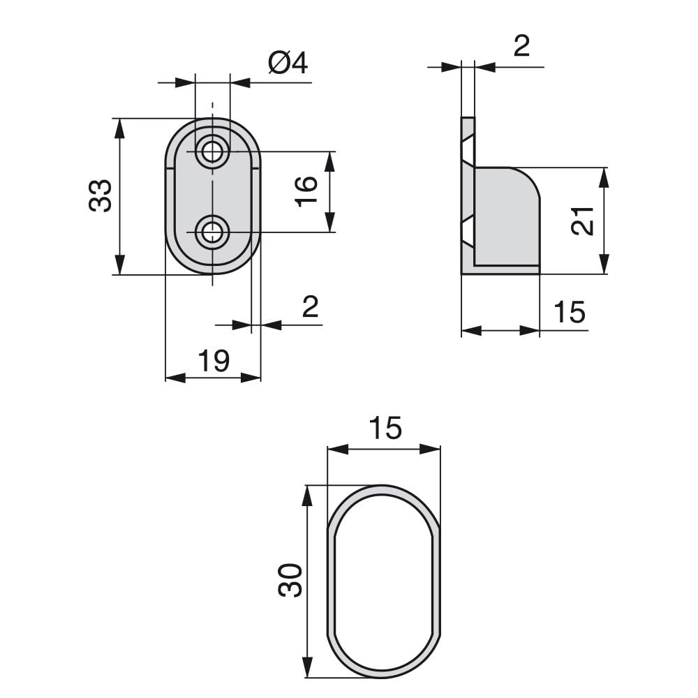 Emuca Wardrobe Oval Hanging Rail Kit with End Supports, 950mm, Chromed, Aluminium and Zamak, Pack of 2
