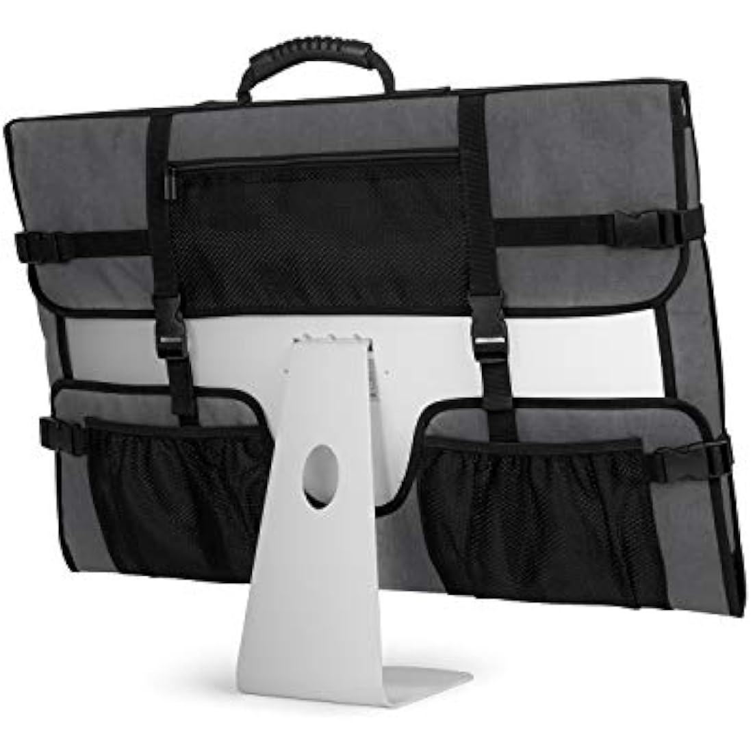 CURMIO Travel Carrying Bag for Apple iMac 21.5" and iMac 24" Desktop Computer, Protective Storage Case Monitor Dust Cover with Rubber Handle for 21.5" iMac Screen(Patent Pending), Grey