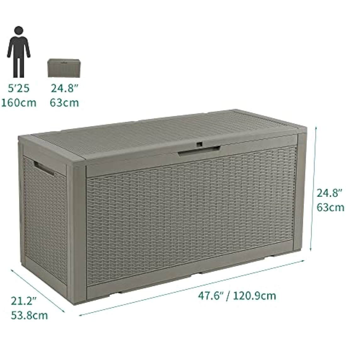 YITAHOME Garden Storage Box Waterproof, 380L Large Outdoor Storage Box with Lid, Lockable Patio Deck Boxes with Handles for Garden Tools Cushion Pillows Pool Supplies,120 x 53 x 63cm, Light Brown