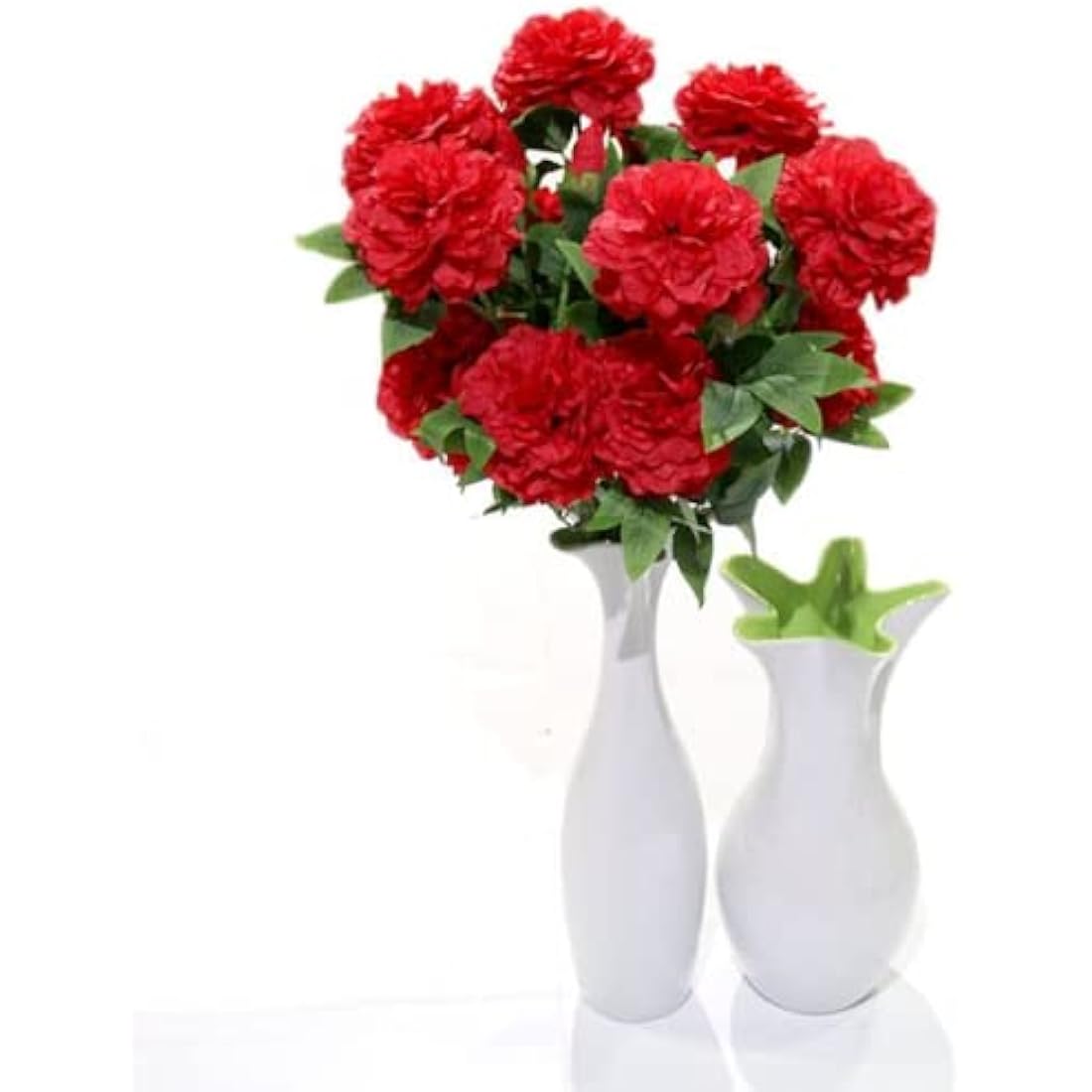 Corkwaw Artificial Carnations Made of Silk, Hydrangea, Bouquet, Plastic Plant, Suitable for Photo Props, Family Party, Bridal Bouquet, Decoration (Red)