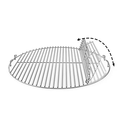 onlyfire Stainless Steel Cooking Grate,BBQ Grill Grate With Single Side Opening with Detachable Handle,for Weber 22-Inch Charcoal Grill