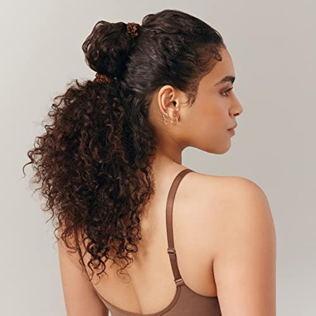 slip Skinny Brown Scrunchies - Back to Basics - Anti-Crease, Anti-Breakage Slipsilk Design Protects Delicate Hair - Includes 4 Pure Silk Scrunchies - 4 Pack