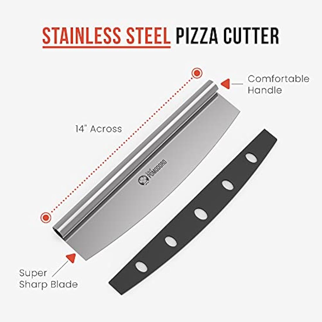 Chef Pomodoro Pizza Peel, Pizza Paddle with Safety Backstep and Foldable Wood Handle for Easy Storage, Metal Pizza Peel for Baking Homemade Pizza (30.5 x 35.6 cm + 35.5 Cutter)