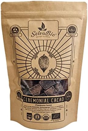 Organic Ceremonial Grade Cacao - 100% Raw Criollo Variety from Farmers and Ashaninka & Nomatsigenga Tribes in Peru, 500g