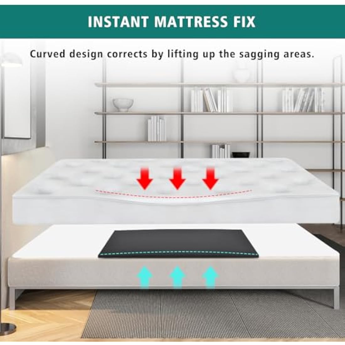 TANYOO Sagging Mattress Support Fix Sinking Beds High Density Foam Insert Pad for Sagging Bed Repair and Extends Life (Dark Grey, 1PACK)