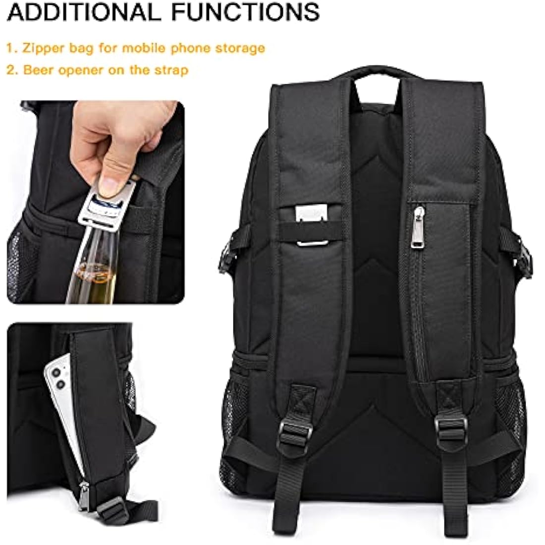 TUGUAN Insulated Cooler Backpack 28L Leakproof Cool Bag Rucksack Double Deck Bottom Thermal Compartment Picnic Backpack for Lunch, Beach, Camping