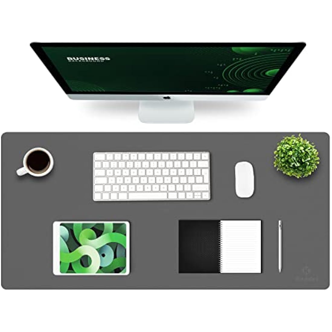 K KNODEL Large Office Leather Desk Mat, Mouse and Keyboard Pad, Computer and Laptop Mat, Desktop Protector and Cover, Writing Pad and Blotter (90x43cm, Dark Gray)