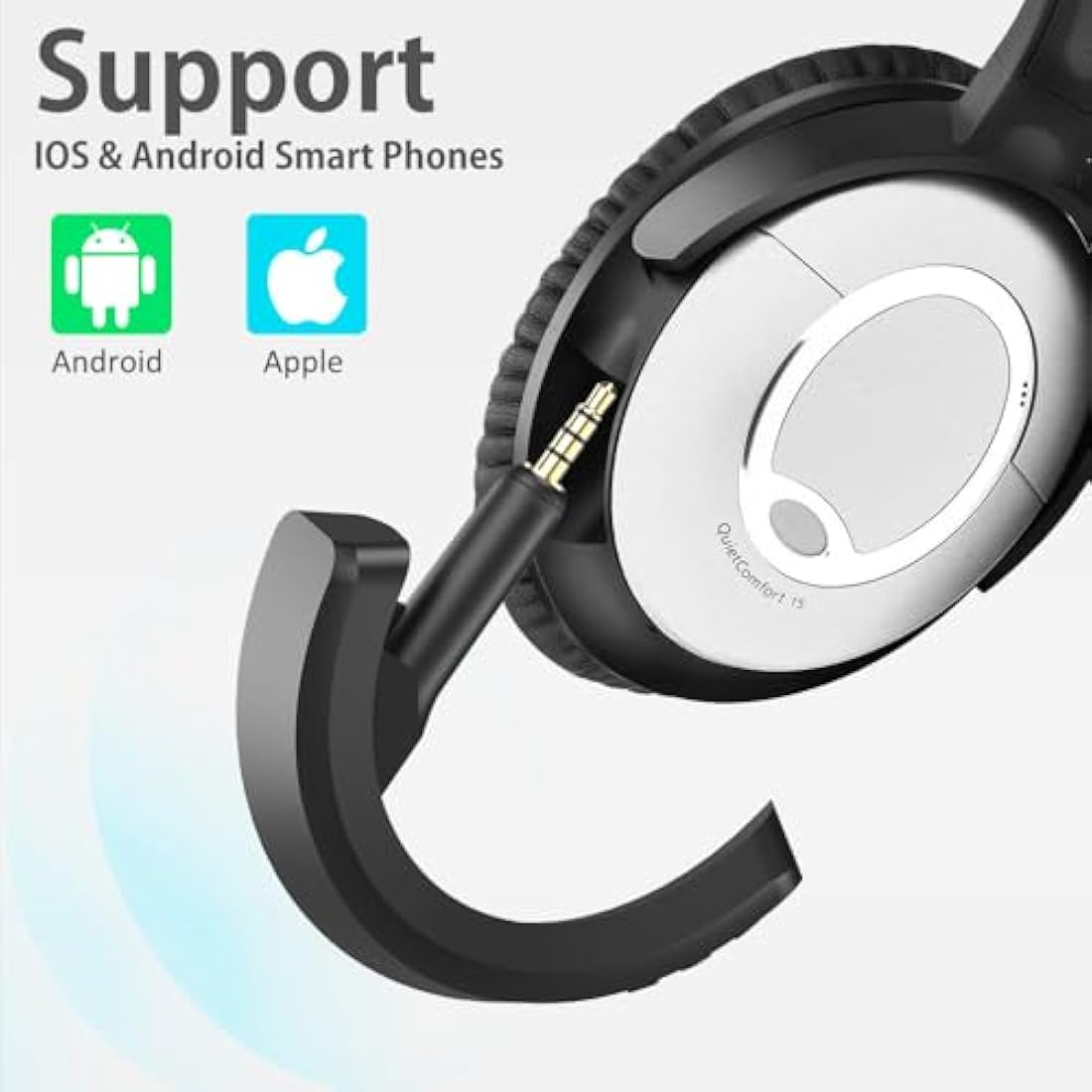 YOCOWOCO aptX Wireless Bluetooth 5.0 Adapter for Bose QuietComfort QC 15 with Mic/Volume Control, Black
