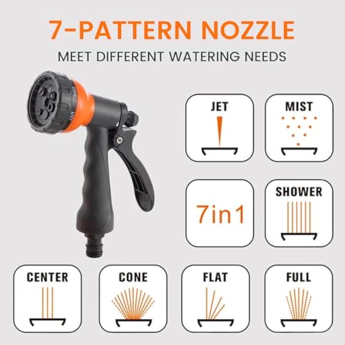 Giraffe Tools Retractable Hose Reel Wall Mounted, 25+2m Garden Hose Reel, 180° Pivotal with 7 in 1 Spray Nozzle, Grey (EUAW-25)