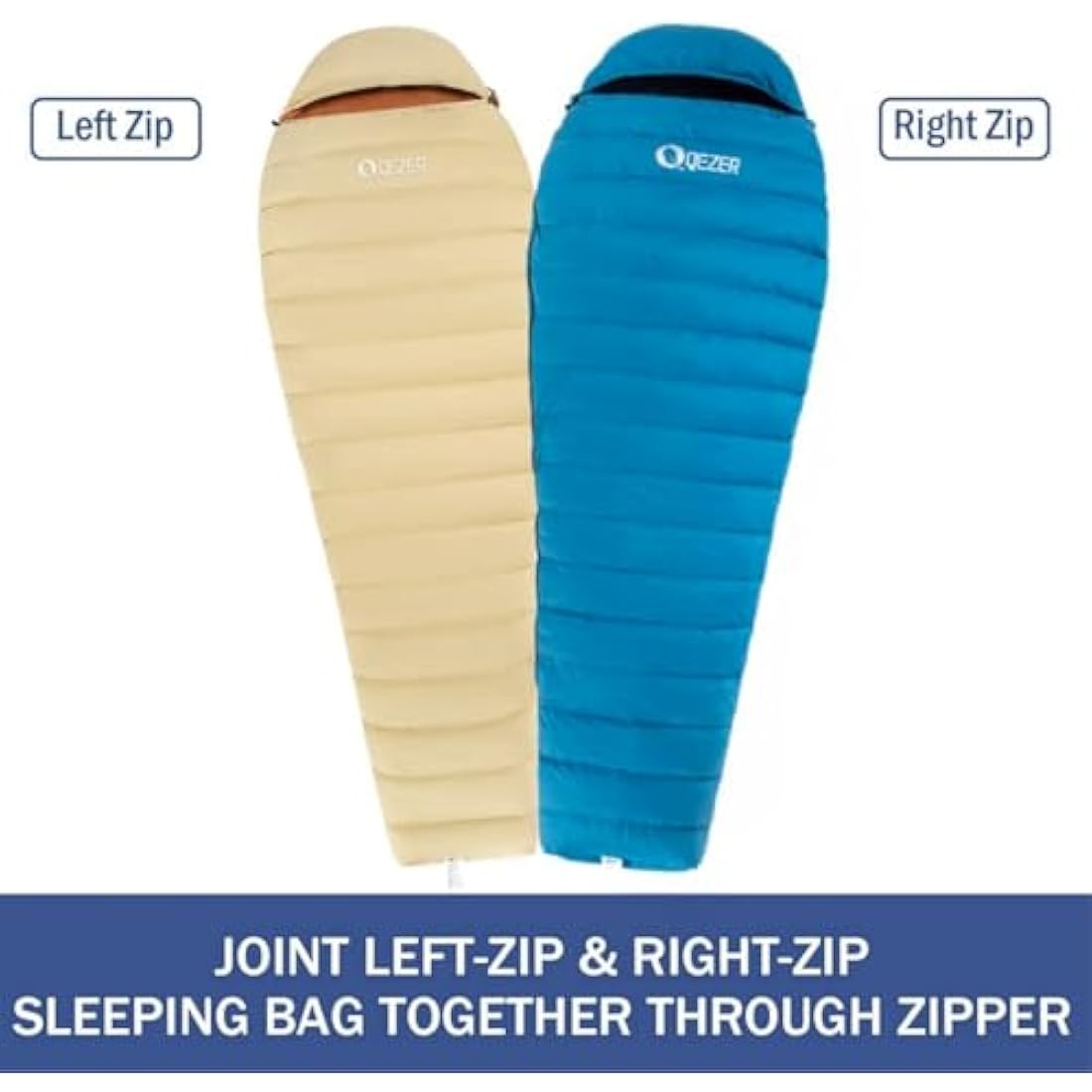 QEZER Ultralight Sleeping Bag for Adults,only 780g Backpacking Sleeping Bag Filled 600+FP Duck Down 5°C 15°C for Camping,and Hiking,Warehouse Outdoor