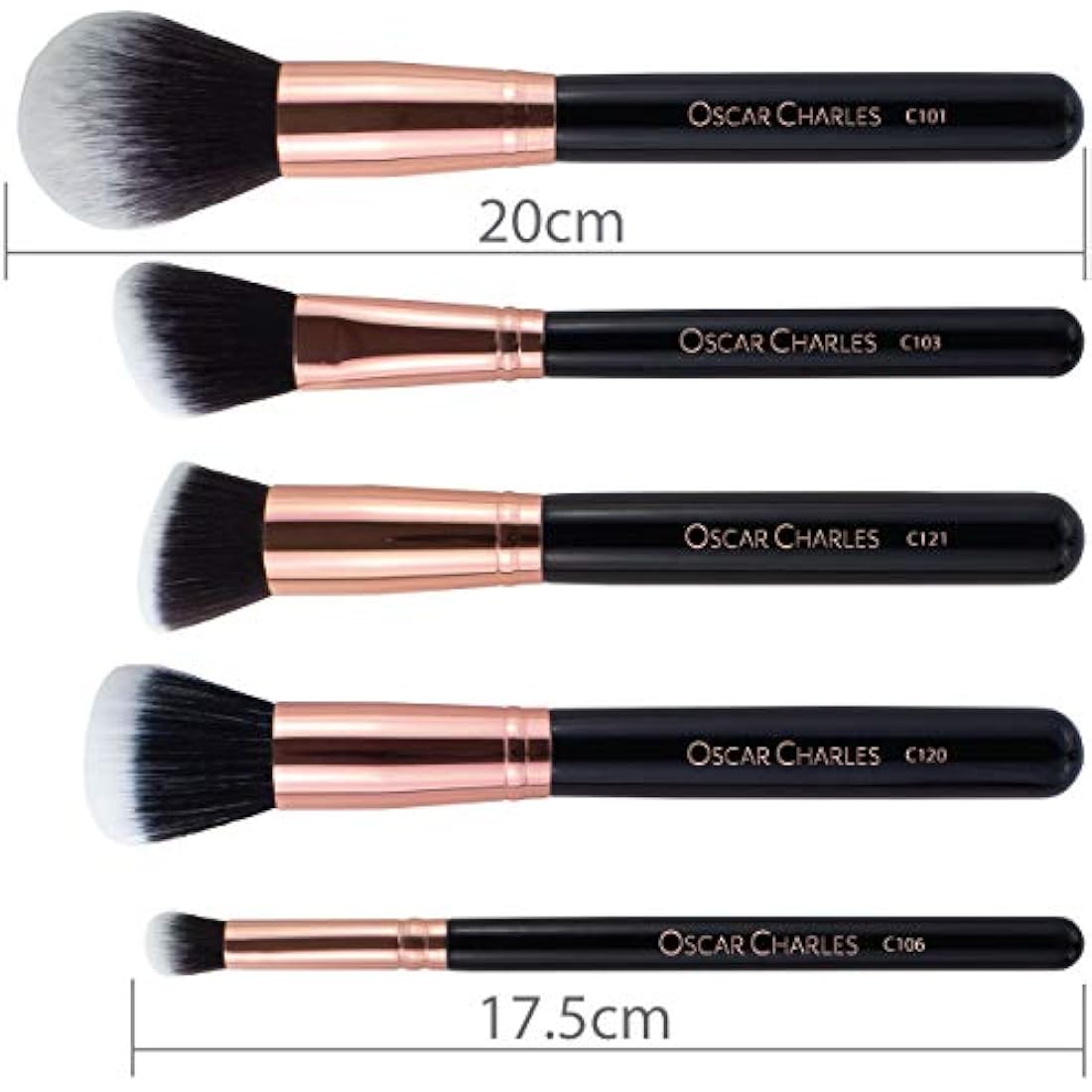 Oscar Charles Make up Brushes Set: 12 Makeup Brushes Professional Grade Fibres Including Brush Holder and Product Guide - Rose Gold
