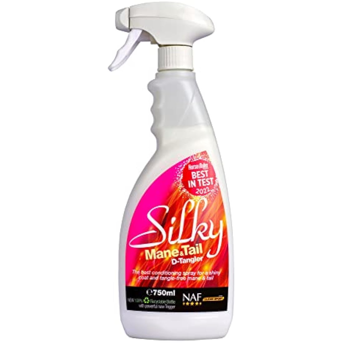 NAF Silky Mane & Tail D-Tangler Spray – 750ml Deluxe Conditioning Detangler for Horses – Smooth, Shiny, Tangle-Free Finish – Non-Greasy, Dust-Repellent Formula