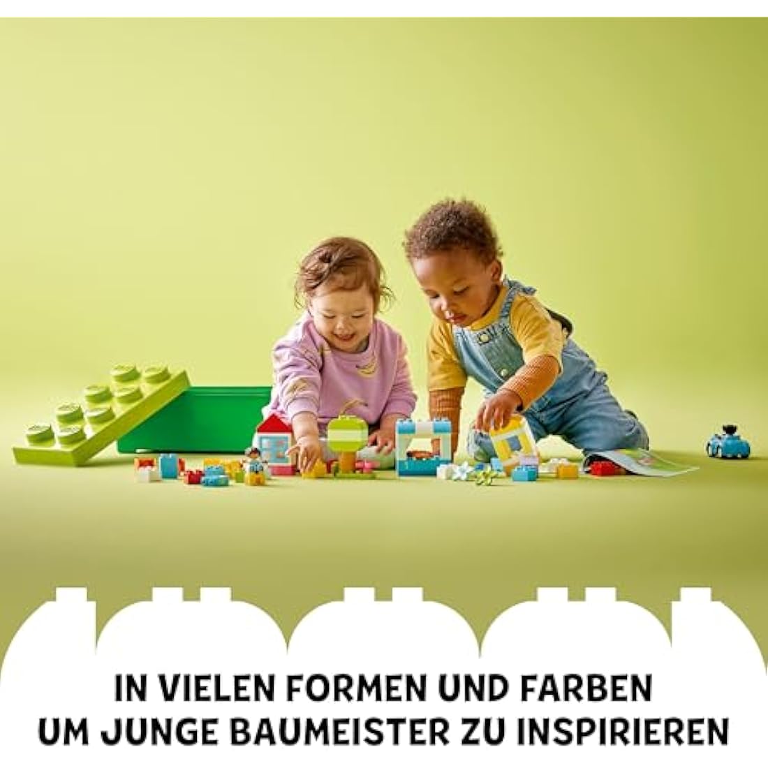 LEGO DUPLO Brick Box - Educational Stacking Toys for 1+ Year Old Boys & Girls - incl. Colourful Number Bricks, a Car & 2 Figures, plus Toy Storage - 10913