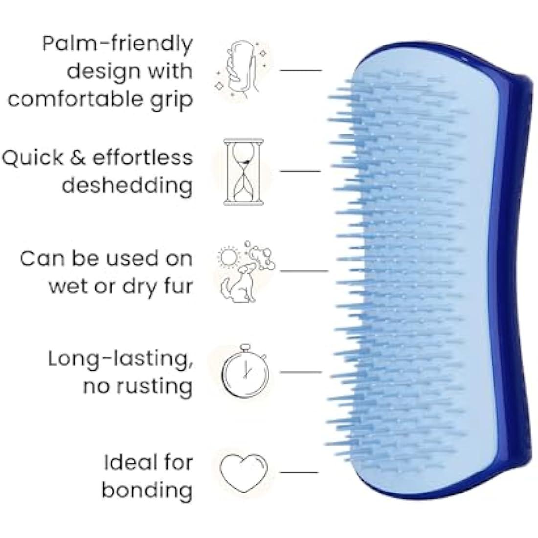 Tangle Teezer | Pet Teezer | Dual-Tier De-Shedding & Grooming Brush for Dogs | Small | Gentle Polymer Teeth | Ideal for Double-Coated Breeds | Ergonomic & Easy Clean | Navy & Sky Blue