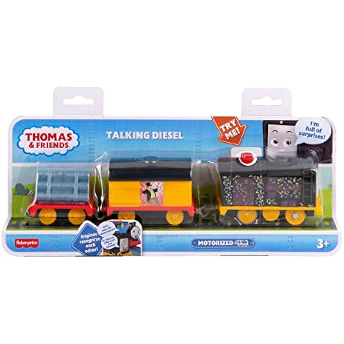 Thomas & Friends Talking Diesel Toy Train with Sounds & Phrases, UK English Version, Battery-Powered Motorized Engine with Tender, HNN85