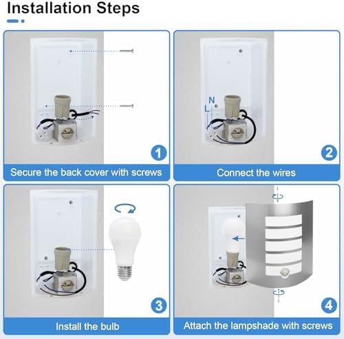 Allesgute Outdoor Wall Lights with PIR Motion Sensor, Curved Outside Lights Mains Powered Stainless Steel IP44 Waterproof Wall Lamp Incl. 1x 12W E27 Bulbs Cool White 6000K