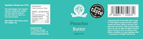 Nutural World - Smooth Pistachio butter (1kg) / 100% pure single ingredient - Great Taste Award winner
