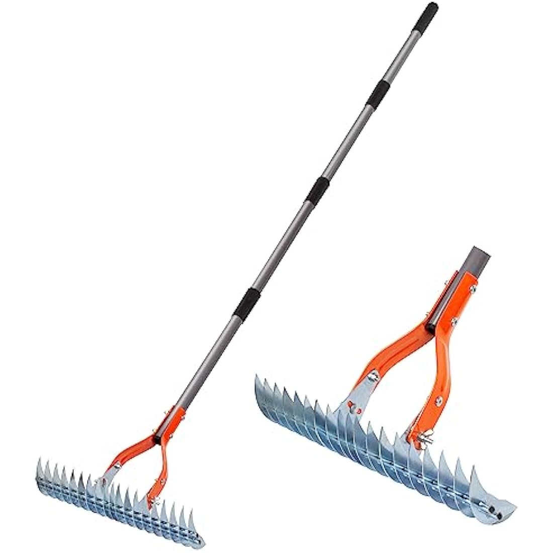 Walensee Thatch Rake, 15-Inch Lawn Thatching Rake, Robust Dethatcher Rake, Efficient Steel Metal Rake with Handle, Versatile Grass Grooming Rake for Cleaning Dead Grass, Yard Garden Durable Soil Rake
