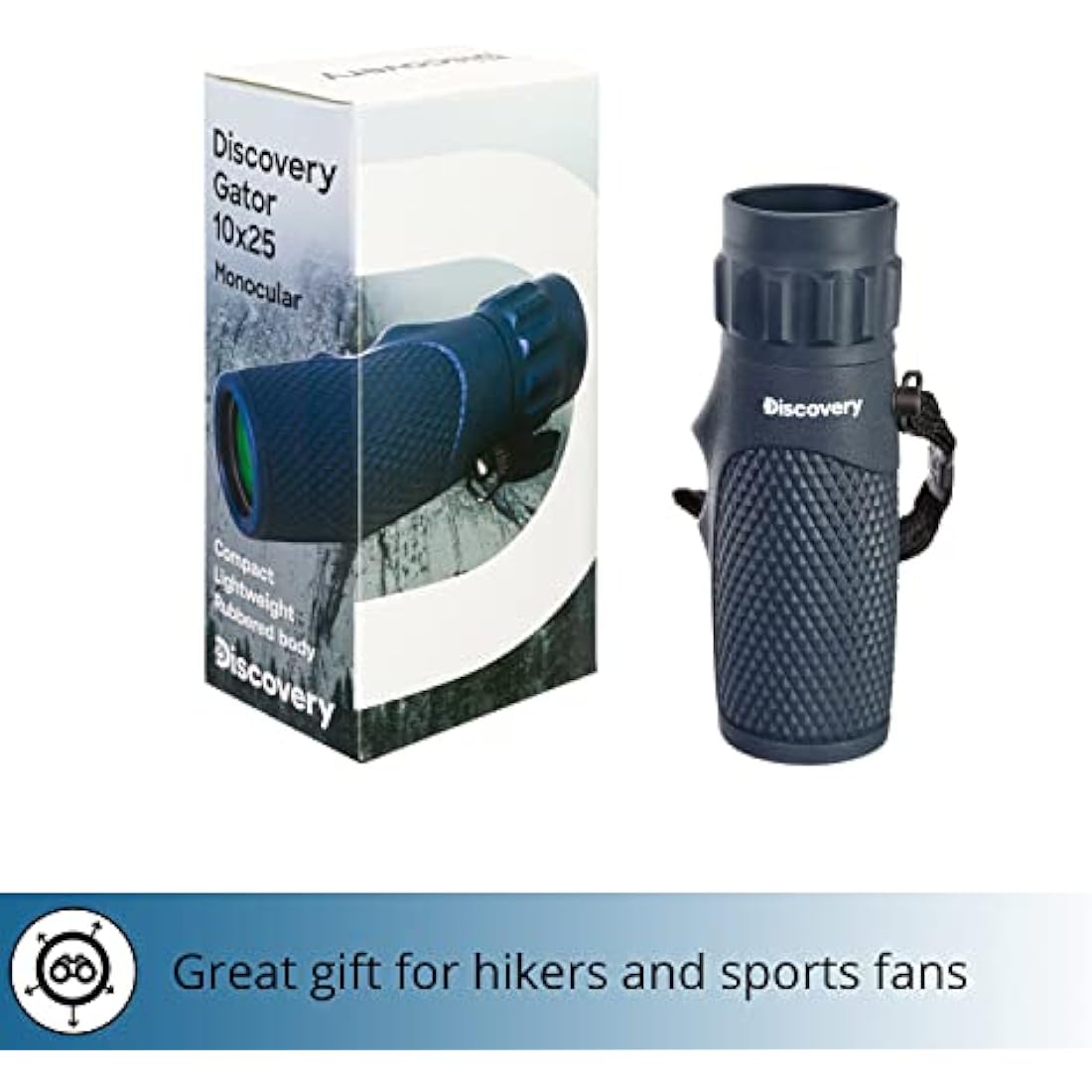 DISCOVERY Gator 10x25 Pocket-size Travel Monocular for Observing Wildlife, Sightseeing, Hiking, Concerts and Sports Events