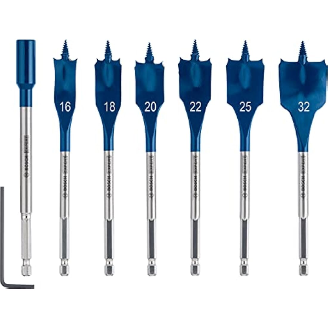 Bosch 7x EXPERT Self Cut Speed Spade Drill Bit Set (for Softwood, Particleboard, Ø 16-32 mm, Professional Accessory Rotary Drill/Drivers)