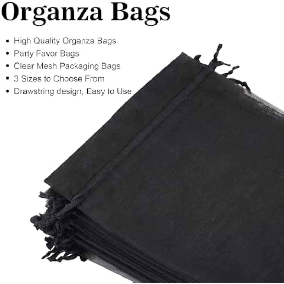 G2PLUS Black Organza Gift Pouches, 10x15 CM Medium Organza Favour Bags, 100 PCS Wedding Jewelry Bags, Clear Mesh Pouches Perfect for Wedding, Christmas, Birthday, Anniversary