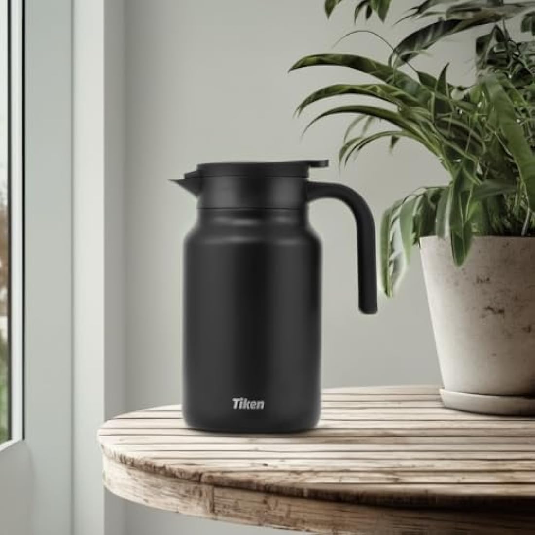 Tiken 1.5L Thermal Coffee Carafe Jug, Double Walled Stainless Steel Insulated Vacuum Coffee Flask for Hot &Cold Drinks