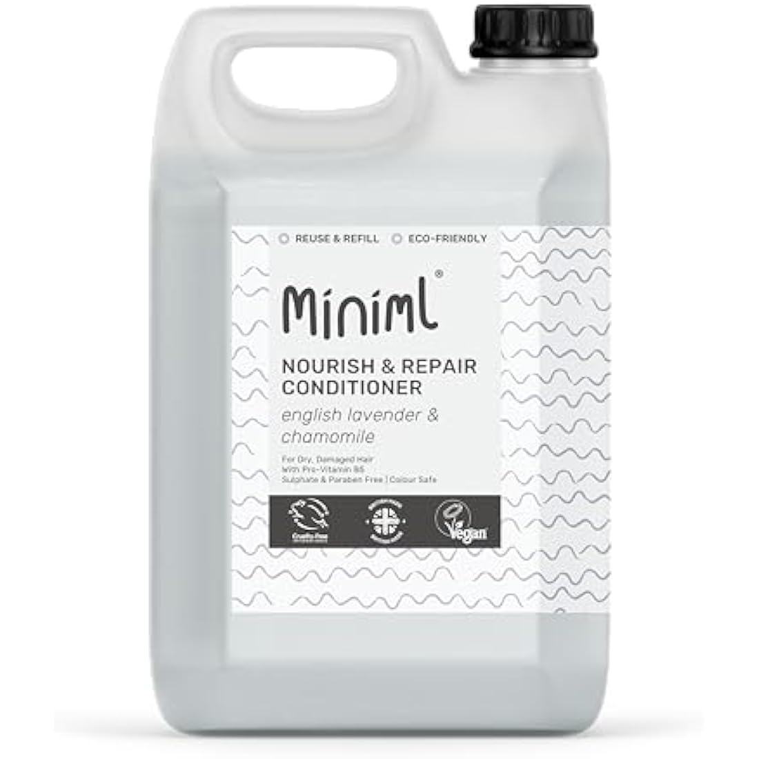 Miniml Natural English Lavender & Chamomile Conditioner - Nourish & Repair - For Dry, Damaged Hair with Pro-Vitamin B5 - Sulphate & Paraben Free, Vegan & Cruelty Free - 5L Refill
