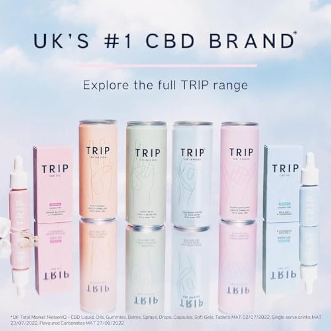 TRIP CBD Drink, Sparkling Peach Ginger Fizzy Drink, Low Calorie, Vegan (Pack of 24 x 250ml)
