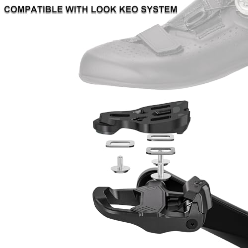 GEWAGE Click Pedals for Road Bikes, Adjustable Tension, Robust Composite Body, Compatible with Look KEO System, Includes Cleats and Mounting Hardware