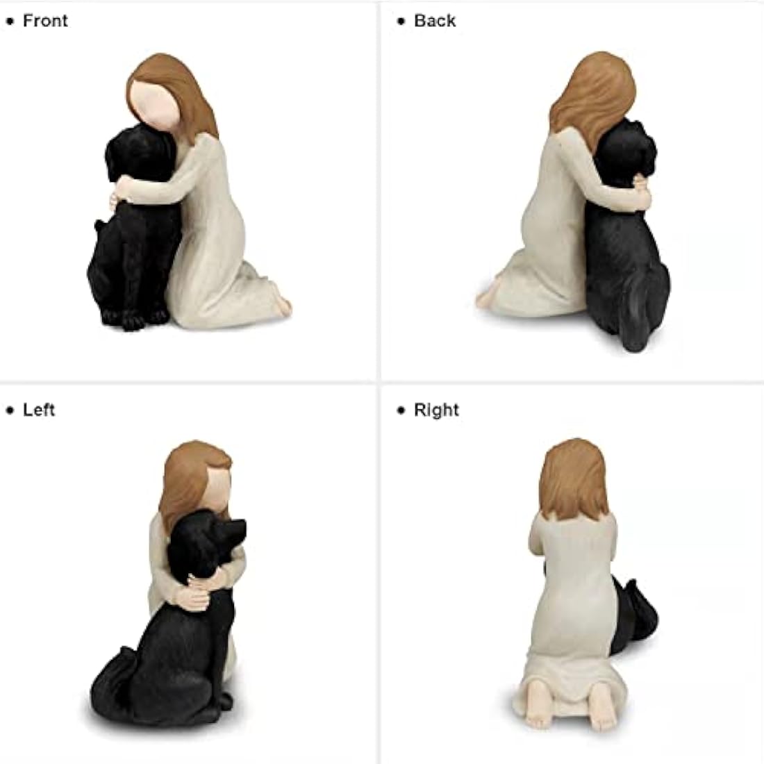 Carracci Black Dog Angel Figurines, Angel Dog Friendship Memorials, Sculpted Hand-Painted Figures for Dog Lovers