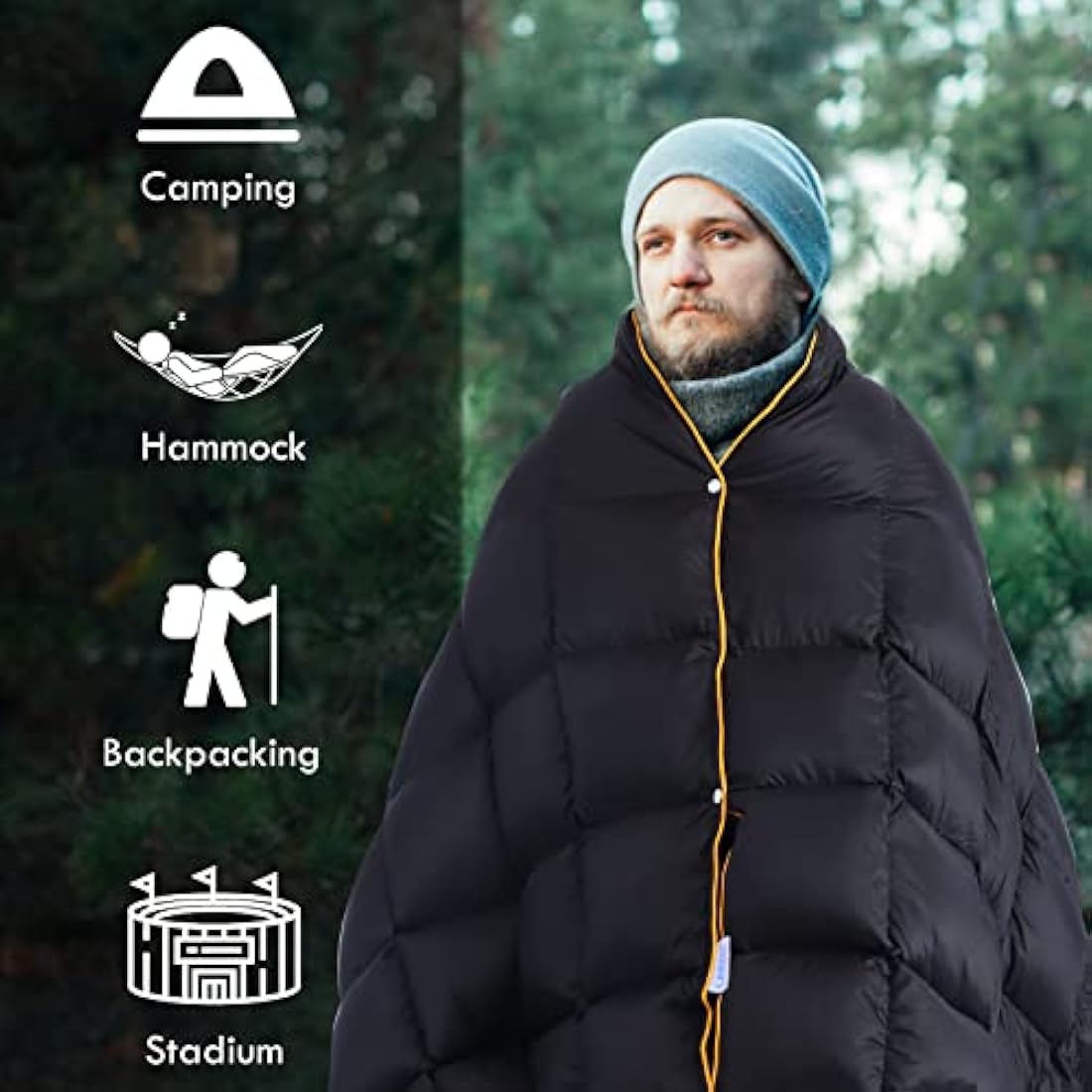 Lvkiss 100% Duck Down Camping Blanket – 72.8"×78.7" Oversized Lightweight Quilt, 20D Water-Resistant Shell, Compact & Warm for Hiking, Backpacking, Outdoor Travel