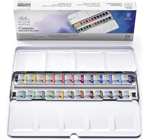 Winsor & Newton, Cotman Watercolour, 'Complete Travel Tin' , 24 x Half Pans