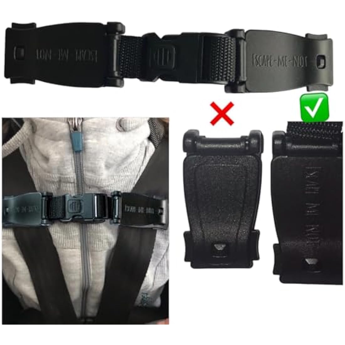 Twin Pack Anti-Escape Chest Clip No Thread Required