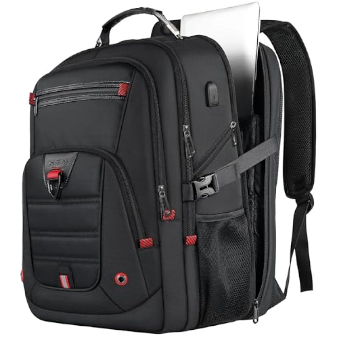 Z-MGKISS Travel Laptop Backpack, 52L Extra Large Backpack for Men, Overnight Backpack, TSA Flight Rucksack 17.3 Inch, Anti-Theft Work Bag with USB Port, Big Computer Bag for College & Business, Black